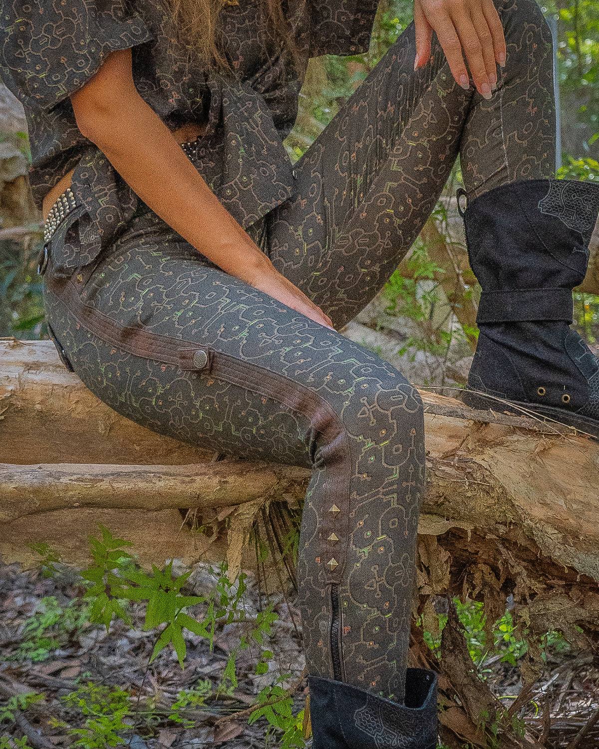 Long Fitted Pants Woman Piratesse / Organic Bio Farms Cotton Licra -  REBIRTH OF IKARO Forest